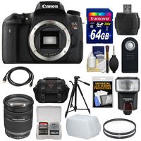 Canon EOS Rebel T6s Wi-Fi Digital SLR Camera Body with EF-S 18-200mm IS Zoom Lens + 64GB Card + Case + Filters + Tripod + Flash + Kit
