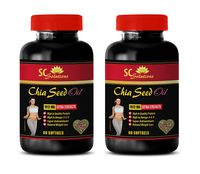 Skin Hair Nails Vitamins - CHIA Seed Oil - Brain Pills Memory - 2 Bottles 120 Softgels
