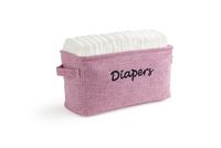 Dejaroo Baby Diaper Storage Bin - Nursery Organizer Caddy - Embroidered Eco-Friendly Pink Linen