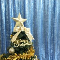 TRLYC 2FT by 8FT Christmas Turquoise Sequin Curtain Backdrop for Father'Day Wedding Party