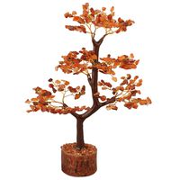 FASHIONZAADI Carnelian Feng Shui Gemstone Crystal Tree Bonsai Trees for Chakra Healing Stone Crystal Good Luck Home Decoration House Spiritual Gift Office Table Décor Size 10-12 inch (Golden Wire)