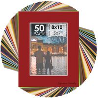 Mat Board Center, 8x10 Picture Mat Sets for 5x7 Photo. Includes a Pack of 50 White Core Bevel Pre-Cut White Core Matte & 50 Backing Board & 50 Clear Bags (Mix)