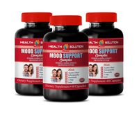 Natural Stress and Anxiety Relief - Mood Support Complex - Vitamins & Herbal EXTRACTS for Positive Attitude - folic Acid for Men Fertility - 3 Bottles 180 Vegetable Capsules