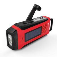 RunningSnail AM/FM NOAA Weather Emergency Solar Digital Crank Radio with 3W LED Flashlight, SOS Alarm & 2000MAh Power Bank（Red）