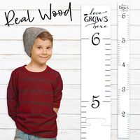 Wooden Ruler Growth Charts Ruler for Boys and Girls (Love Grows White)