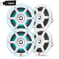 JBL MW6520AM - Two Pairs of Stadium Marine MW6520 White 6.5" Premium 2-Way RGB LED Coaxial Speakers