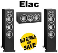 (1 Pair) ELAC Uni-fi UF5 Floorstanding Speaker (Black, Single) + ELAC Uni-fi UC5 Center Speaker (Black, Single) Bundle