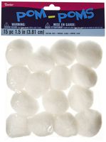 Darice Acrylic Poms: White, 1.5 Inches, 15 Pieces