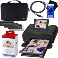 Canon SELPHY CP1300 Wireless Compact Photo Printer (Black) + Canon KP-108IN Color Ink Paper Set (Produces up to 108 of 4 x 6" prints) + Xtech Custom Case + USB Printer Cable + HeroFiber Cleaning Clot