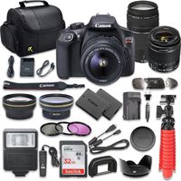 Canon EOS Rebel T6 DSLR Camera Bundle with Canon EF-S 18-55mm f/3.5-5.6 is II Lens + EF 75-300mm f/4-5.6 III Lens, SanDisk 32GB Memory Card + Accessory Kit