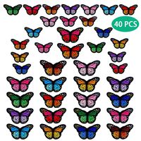 40pcs Butterfly Iron on Patches, 2 Size Embroidered Sew Applique Repair Patch