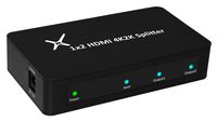 XtremPro HDMI Splitter Slim 1x2 Ports, 1 Input 2 Output Aluminum Splitter w/AC Adapter, Supports HDTV, 4K2K, 1080P, Full 3D - Black (11004)