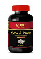 Cholesterol lowering Products Natural - Garlic & Parsley 600MG (ODORLESS Formula) - Garlic and Parsley Supplement - 1 Bottle 100 Softgels