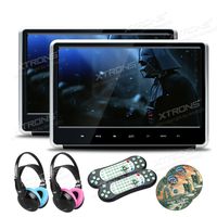 XTRONS Silver 2X 11.6 Inch Pair HD Digital Touch Panel Car Auto Headrest Active DVD Player Kid Games Built-in HDMI Port Headphones Included(Blue&Pink)