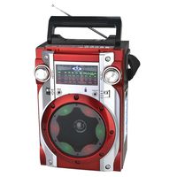 Qfx Karaoke Disco Rechargeable Speaker Mp3/usb/sd Player Am/fm/sw Radio Red