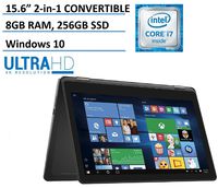 Dell Inspiron 15 7000 7568 2-in-1 Laptop, 15.6" 4K (3840x2160) TOUCHSCREEN, Intel 6th Gen i7-6500U, 256GB SSD, 8GB DDR3, Backlit Keyboard, Windows 10 (Renewed)