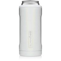 BrüMate Hopsulator Slim Double-walled Stainless Steel Insulated Can Cooler for 12 Oz Slim Cans (Glitter White)