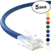 InstallerParts (5 Pack) Ethernet Cable CAT5E Cable UTP Non-Booted 1 FT - Blue - Professional Series - 1Gigabit/Sec Network/Internet Cable, 350MHZ