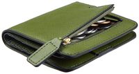 Toughergun Womens Rfid Blocking Small Compact Bifold Leather Pocket Wallet Ladies Mini Purse with ID Window (CH Army Green)