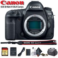 Canon EOS 5D Mark IV DSLR Camera (1483C002) with 64GB Memory Card, Case, Cleaning Set and More - Starter Bundle