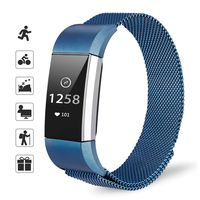 TOMALL Metal Bands Compatible for Fitbit Charge 2,Stainless Steel Metal Replacement Wristband for Women Men (Small, Blue)