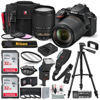 Nikon D5600 DSLR Camera with NIKKOR 18-140mm Lens w/2 x 32GB Memory Card + Digital Slave Flash, Filters & Macro close-up set, Quick Release Shoulder Strap + Xpix accessories and Deluxe Bundle