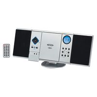 Jensen Modern Black Series JMC-180SB Wall Mountable Vertical Loading CD Music System, Digital AM/FM Stereo with Speakers, Aux-in, & Headphone Jack Remote Control (Silver)
