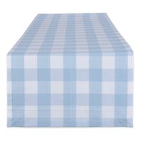 DII Buffalo Check Tabletop Collection, Table Runner, 14x108, Light Blue & White