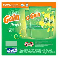 Gain Flings Laundry Detergent Pacs, Original Scent, 120 ct.