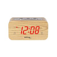 ZAPALA expert Wake-Up Alarm Clock with Radio for Bedside or Kitchen, Big Display, Dual Alarm, Sleep & Snooze Function, FM Radio with 10 Preset Station, Brightness Setup, Wooden Cabinet, Battery Backup