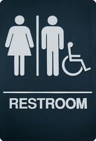 Corko Signs Unisex Braille Restroom Sign - Bathroom Sign with Double Sided 3M Tape