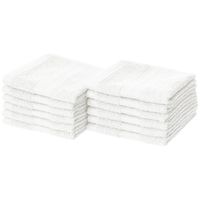 AmazonBasics Fade-Resistant Cotton Washcloths - Pack of 12, White