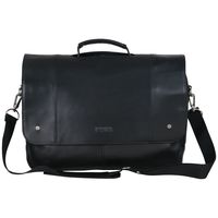 Kenneth Cole Reaction Leather Dual Compartment Flapover 16.0" Computer Business Crossbody Portfolio Laptop Briefcase, Black, One Size
