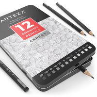 ARTEZA Professional Drawing Sketch Pencils Set of 12, Medium (6B - 4H), Ideal for Drawing Art, Sketching, Shading, Artist Pencils for Beginners & Pro Artists