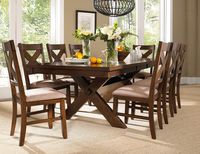 Roundhill Furniture Karven 9-Piece Solid Wood Dining Set with Table and 8 Chairs