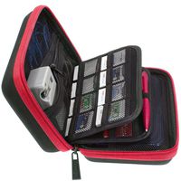 BRENDO New 2DS XL Case, 3DS XL Carry Case With 24 Game Cartridge Holders and Large Stylus - BLACK/RED