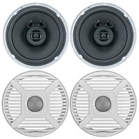 2 x Jensen Marine MS650 6.5" Waterpoof Coaxial Speakers - 2 x 6.5" Removable Marine Audio Grilles for Speakers (White)