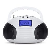 Mini Clock Radios, Bluetooth Speaker MP3 Stereo System Portable Powerful FM Alarm Clock Radio with Card Reader, USB and AUX in (Micro USB) Stereo White (SE20)