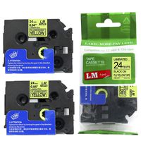 2/Pack LM Tapes - Premium 1" Black Print on Bright Yellow Label (24mm 0.94 Laminated) Compatible with Brother TZe-C51 P-Touch Tape and Comes with a Great Tape Color/Size Guide for Easy reordering.
