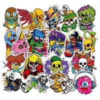 100pcs Skull Skeleton Cool Teens Rock Punk Hip hop Music Band Vinyl Decals Stickers for Motorcycle Bicycle Car Skateboard Luggage Decal Graffiti Patches (D)