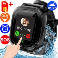 【New Version SIM Card Kids Smartwatches】GPS Tracking Locator, Waterproof IP67 Smart Watch Phone SOS,Alarm Clock,Touch Screen,Remote APP Wristwatch for 3-12 Boys Girls Christmas Holiday Toy Gifts
