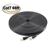 NCElec Flat STP Cat7 Ethernet Cable, Safe for In-wall and Outdoor Use (66Ft, Black)