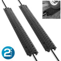 Pyle Ramp-1 Channel Rubber Floor Cord Concealer-Heavy Duty Cable Protector Wire/Hose/Pipe Hider Driveway Protective Covering Armor PCBLCO101X2 (Pair), Black