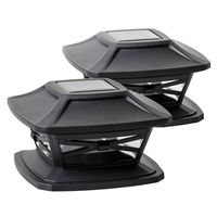 Davinci Solar Post Lights - Outdoor Post Cap Light for Fence Deck or Patio - Solar Powered Caps, Warm White LED Lighting, Lamp Fits 4x4 or 6x6 Posts, Slate Black (2 pack)