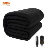 Sojoy 12V Heated Electric Car Blanket, 45 Minute Heating Timing Function, Easy Controller, Fleece Travel Throw for Car and RV-Great for Cold Black SJ734R073