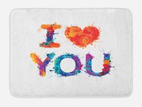 Ambesonne I Love You Bath Mat, Watercolor Paintbrush Brushstroke I Love You Phrase Vibrant Display, Plush Bathroom Decor Mat with Non Slip Backing, 29.5 W X 17.5 L Inches, Burnt Orange