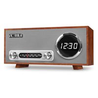 Victrola Bluetooth Digital Clock Stereo with FM Radio and USB Charging, Mahogany