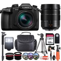 Panasonic Lumix DC-GH5 Mirrorless Micro Four Thirds Digital Camera with Leica DG 12-60mm F2.8 Lens USA Model incl. Transcend 128GB Memory Card, Digital Slave Flash, Tripods, Remote & More