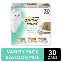 Purina Fancy Feast Grain Free Pate Wet Cat Food Variety Pack, Seafood Classic Pate Collection - (30) 3 oz. Cans