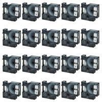 SuperInk 20PK Replacement Industrial Rhino Heat Shrink Tubes Compatible for Dymo 18053 Black on White Cable Label Tape (9mmx1.5m,3/8''x5ft) use in DYMO Rhino 1000 3000 4200 5000 5200 6000 Label Maker